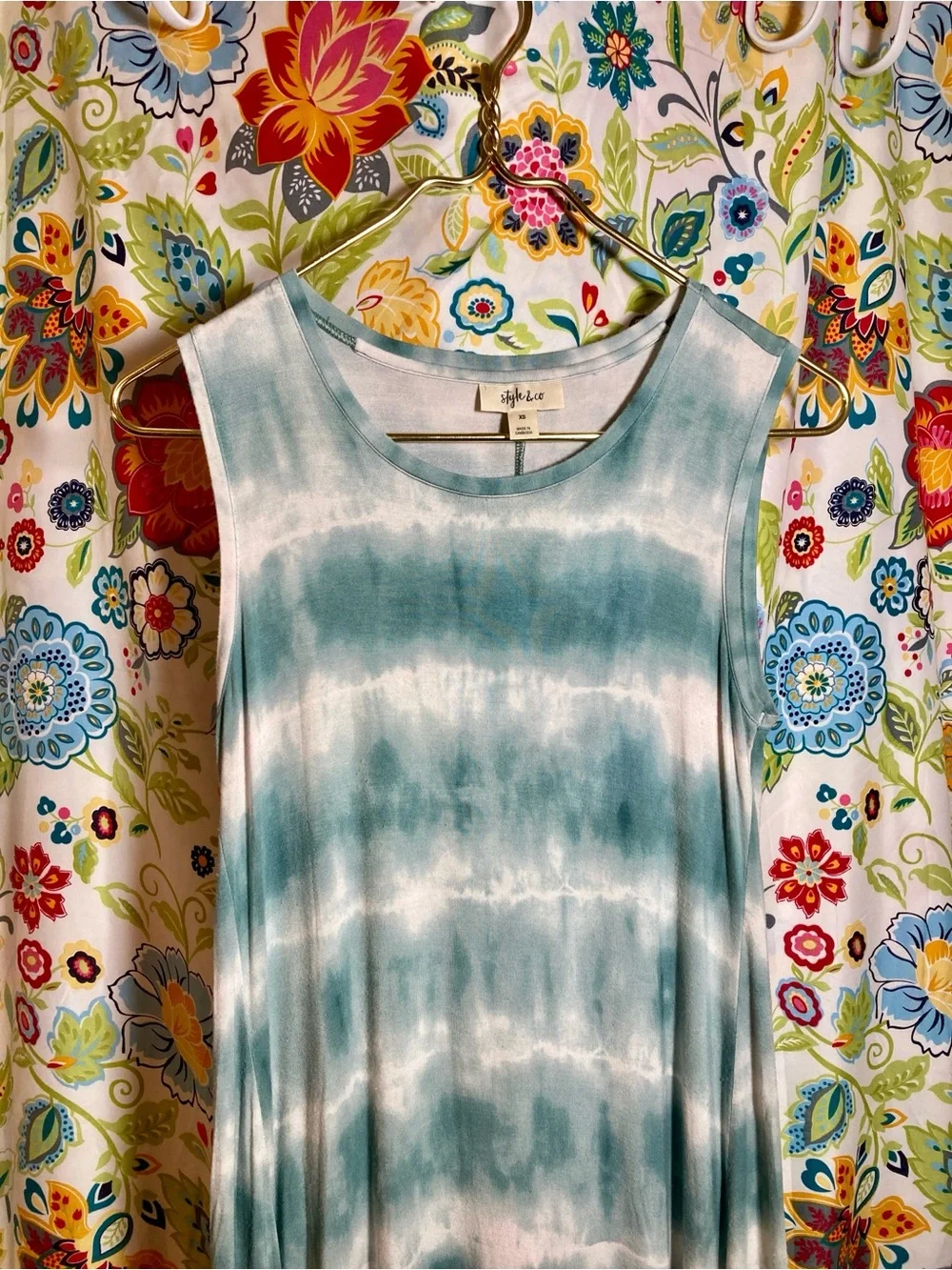 Style & Co. Blue and White Tie-Dye Mini Dress - Picture 2 of 9